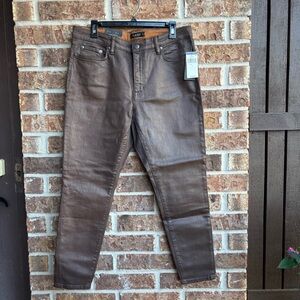 Ralph Lauren brown coated  mid rise skinny ankle biker Jeans
